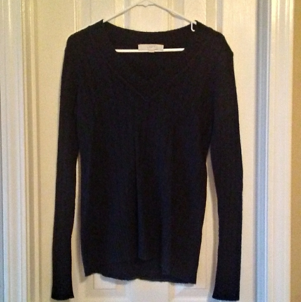 Ann Taylor LOFT Black V-Neck Sweater S